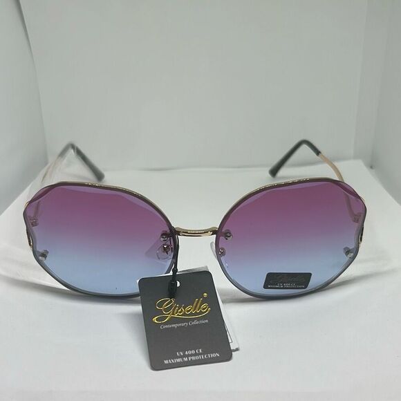 Giselle Round Metal Ocean Lens Sunglasses - Picture 3 of 3